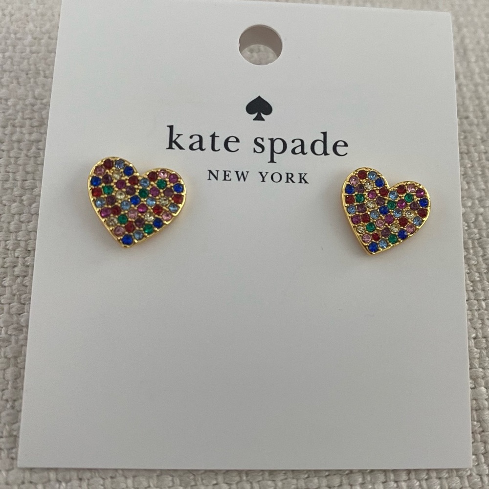 Authentic kate spade Yours Truly Rainbow Color Heart Shaped Earrings NWT ❤️🧡🩵💚💜